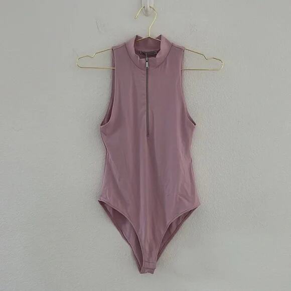 NWT Zara Zippered Pink Bodysuit Size: M - Picture 3 of 4